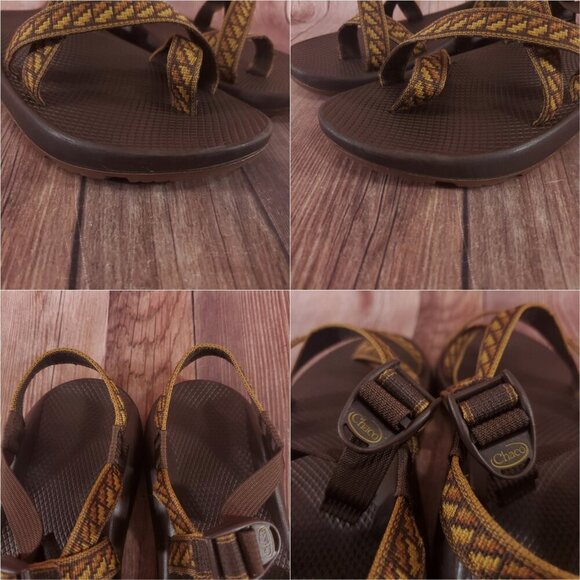 Chaco Z/2 Mens Size 12 Classic Geometric Pattern Pattern Brown Tan Sandals Beach - Picture 10 of 14